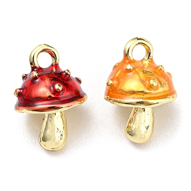 Alloy Charms, with Enamel, Golden, Mushroom Charms