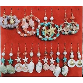 Kit de fabrication de boucles d'oreilles pendantes en pierres précieuses naturelles et synthétiques mélangées, boucles d'oreilles pendantes sur le thème de l'océan en coquillage naturel