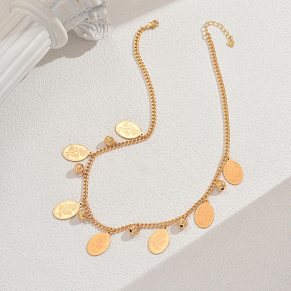 Элегантные латунные геометрические овальные цветочные нагрудные ожерелья для женщин на каждый день, вечеринки и встречи