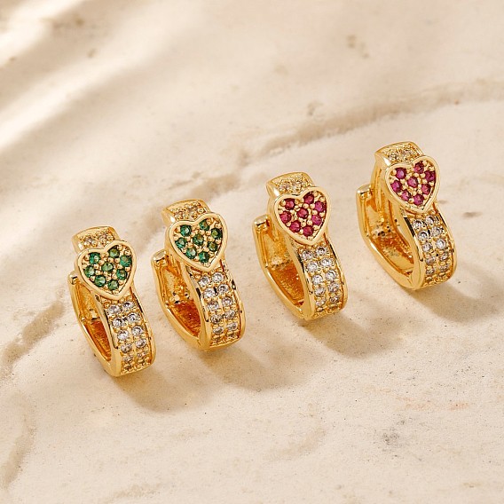 Элегантные женские серьги-кольца из латуни в форме сердца с кубическим цирконием, идеальный подарок для повседневного ношения, золотые
