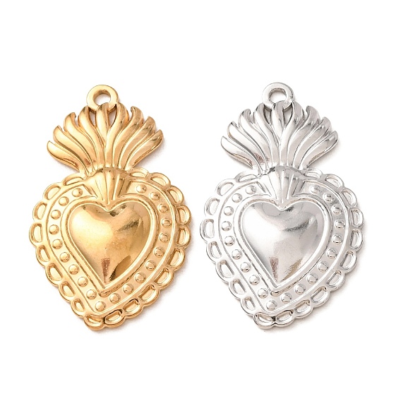 304 Stainless Steel Pendants, Sacred Heart Charms