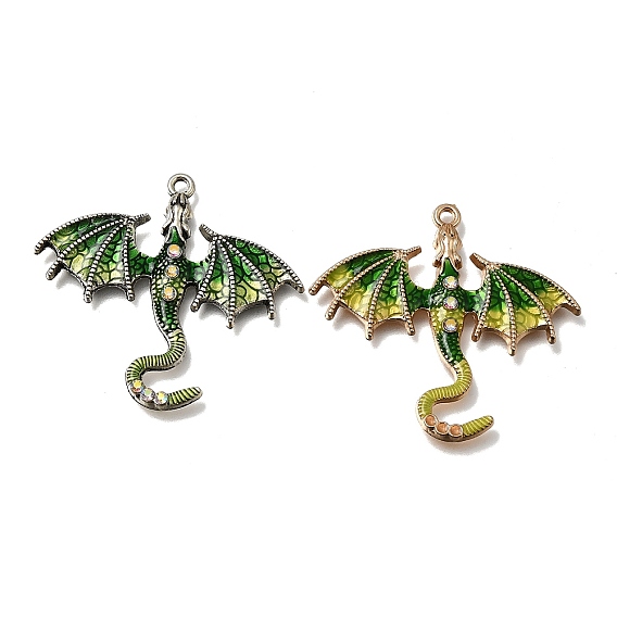 Alloy Enamel Pendants, Dragon Charms, Light Gold