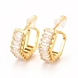Brass Micro Pave Cubic Zirconia Stud Earrings, Long-Lasting Plated, Ring