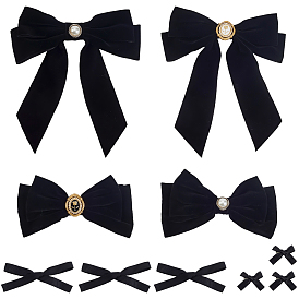 6 заколки для волос из железа и полиэстера с кожей аллигатора для девочек, с полиэстером и АБС-пластиком в виде жемчужин, бантом