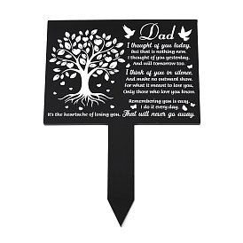 Piquet de jardin en acrylique, décor d'insert au sol, pour cour, pelouse, décoration de jardin, rectangle avec des mots commémoratifs