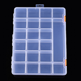 Rectangle Polypropylene(PP) Bead Storage Container, with Hinged Lid and 18+3 Compartments, for Jewelry Small Accessories