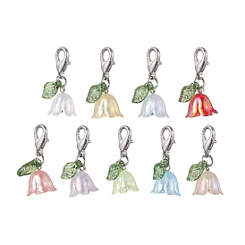 Lily Acrylic Pendant Decorations, Lobster Claw Clasps Charm for Bag Key Chain Ornaments