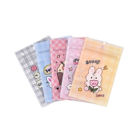 Rectangle Plastic Packaging Zip Lock Bags, with Cartoon Animal Pattern, Top Self Seal Pouches