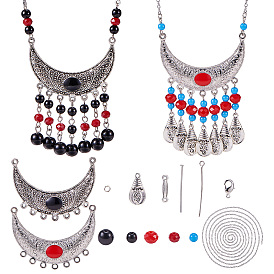 Sunnyclue изготовление ожерелья своими руками, с линзами луны, компоненты для люстры, стеклянные бисерные пряди и железный штифт