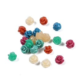 Synthetic Coral Carved Beads, Dyed, Flower, Half Drilled