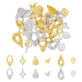 48 шт. 12 латунные подвески с покрытием в виде стойки, долговечный, слеза и звезда и бабочка и лист