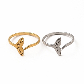 201 открытое манжетное кольцо из нержавеющей стали с хвостом кита для женщин