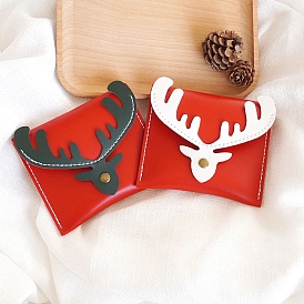 Christmas Deer PU Leather Card Holder Wallets Making Kits, Red