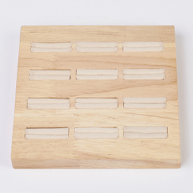 Anneau de bois affiche, avec faux suède, 12 compartiments, carrée