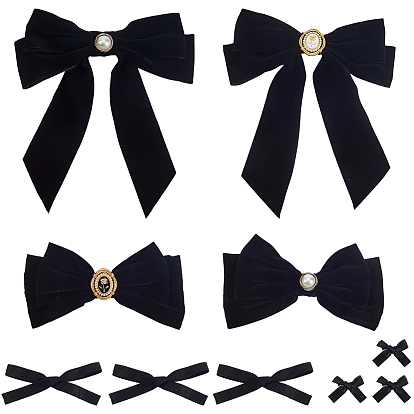 6 заколки для волос из железа и полиэстера с кожей аллигатора для девочек, с полиэстером и АБС-пластиком в виде жемчужин, бантом