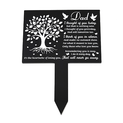 Acrylic Garden Stake, Ground Insert Decor, for Yard, Lawn, Garden Decoration, Rectangle with Memorial Words