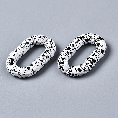 Spray Painted CCB Plastic Linking Rings, Quick Link Connectors, for Jewelry Chain Making, Oval