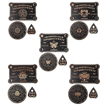 3шт 3 стили деревянная маятниковая доска, биолокация гадальная доска, для колдовства принадлежности для викканского алтаря, плоско-круглые, солнце, звезда