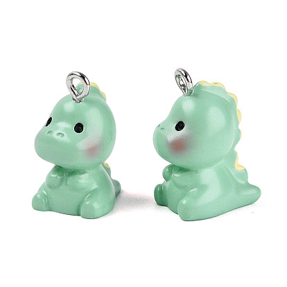 Opaque Resin Pendants, with Platinum Iron Loop