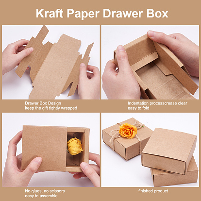 Коробка ящика крафт-бумаги, складная коробка, ящик с ящиком, прямоугольные