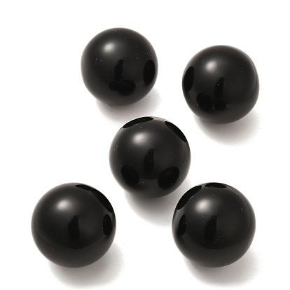 Натуральные черные обсидиановые бусины-сферы, круглый шар, нет отверстий / незавершенного