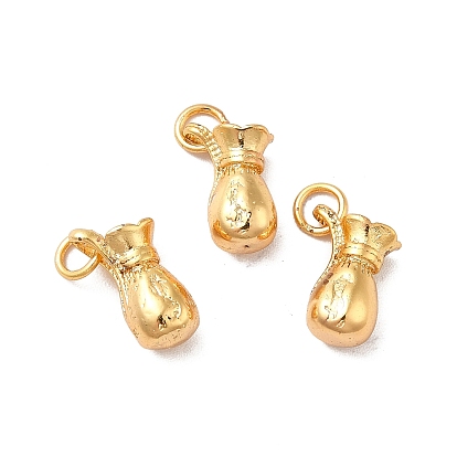 Rack Plating Brass Pendants, with Jump Ring, Money Bag