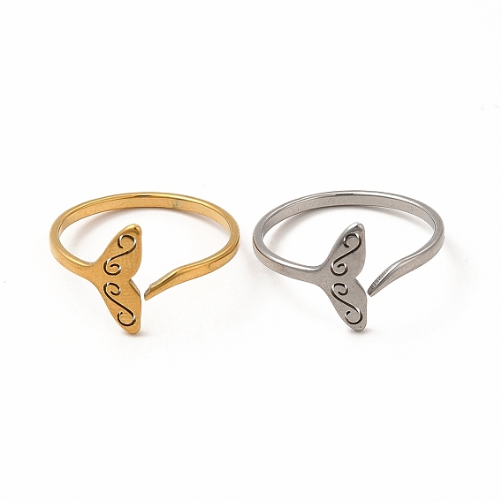 201 открытое манжетное кольцо из нержавеющей стали с хвостом кита для женщин