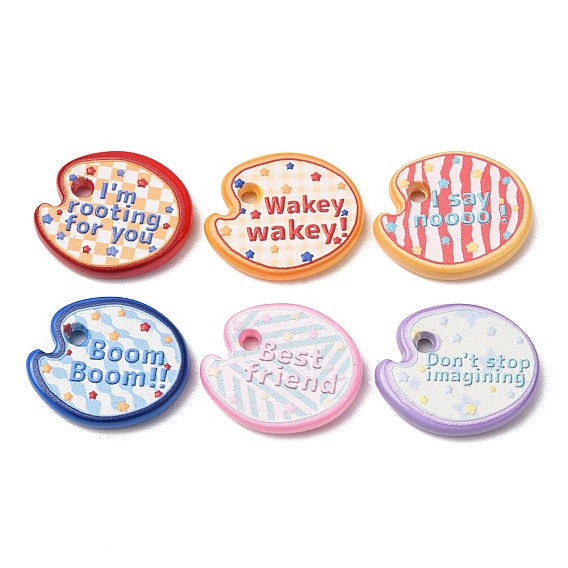 Motivational Quote Palette Shaped Printed Opaque Acrylic Beads