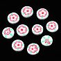 Handmade Polymer Clay Cabochons, Polymer Clay Slices for Resin Crafts & DIY Projects, Flat Round with Flower