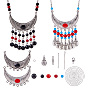 DIY Necklace Making, with Vintage Alloy Enamel Moon Links, Chandelier Components, Glass Beads Strands and Iron Eye Pin