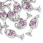 SHEGRACE Brass Micro Pave Cubic Zirconia Pendants, Cadmium Free & Nickel Free & Lead Free, Wine Glass Charms
