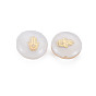 Natural Freshwater Shell Beads, with Golden Plated Brass Metal Embellishments, Flat Round with Hand