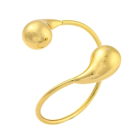 Rack Plating Brass Teardrop Open Cuff Bangles, Long-Lasting Plated, Lead Free & Cadmium Free