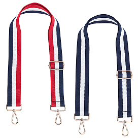 2pcs 2 poignées de sac en polyester réglables en couleurs, avec fermoirs pivotants en alliage de zinc, pour les accessoires de remplacement de sac, stripe