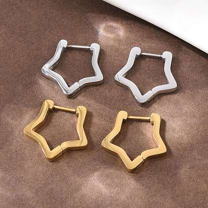 304 серьги-кольца со звездами из нержавеющей стали, ручная полировка