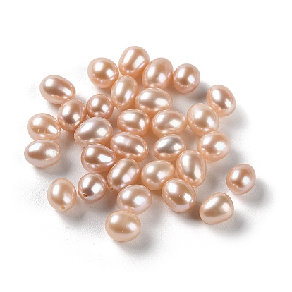 Natural Cultured Freshwater Pearl Beads, Half Drilled, Rice, Grade 5A+