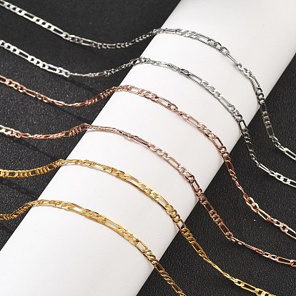 Латунные цепочки Фигаро ожерелья для женщин, 304 из нержавеющей стали застежкой омар, стойки покрытие, без свинца и без кадмия, долговечный