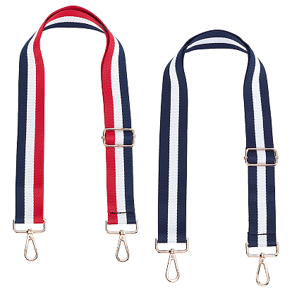 2pcs 2 poignées de sac en polyester réglables en couleurs, avec fermoirs pivotants en alliage de zinc, pour les accessoires de remplacement de sac, stripe