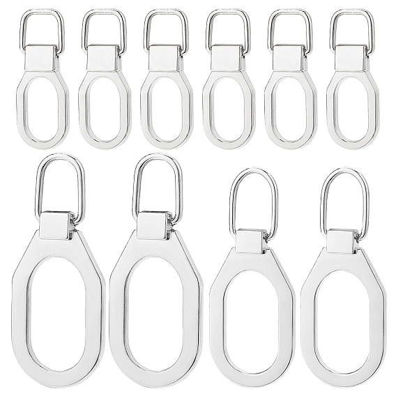 24Pcs 3 Size Alloy Replacement Zipper Pull Tabs, for Suitcase, Bag, Oval