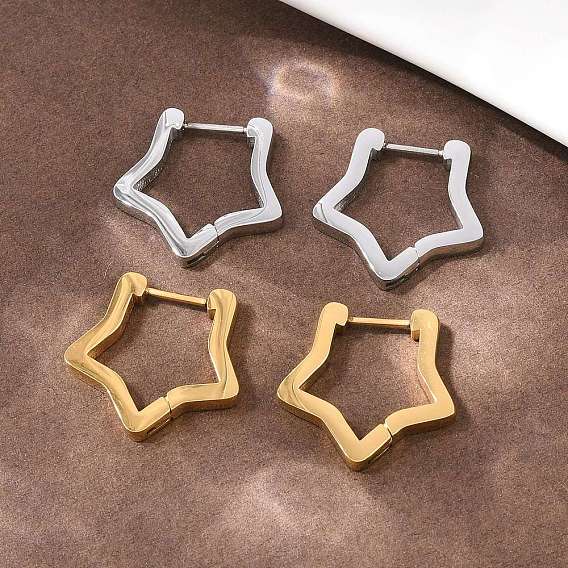 304 серьги-кольца со звездами из нержавеющей стали, ручная полировка