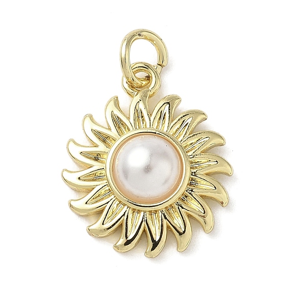 Латунные подвески, солнце, с пластиковой жемчужиной и соединительным кольцом