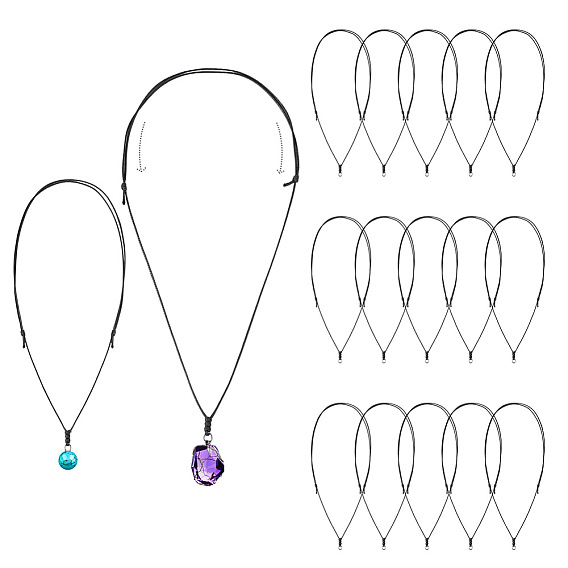 20изготовление ожерелий из вощеного шнура, регулируемых по размеру, с металлическими кольцами для прыжков, для подвески, платина