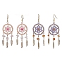 304 Stainless Steel with Glass with Natural Agate   with Aventurine Dangle Stud Earring, Feather