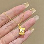 Alloy Enamel Cat Paw Print Candy Pendant Necklaces for Women, White