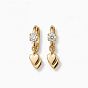 Brass Micro Pave Clear Cubic Zirconia Hoop Dangle Earrings, Heart
