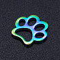 Ion Plating(IP) 201 Stainless Steel Pet Filigree Joiners, Dog Paw Print