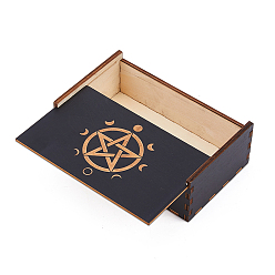 1 Cajas de almacenamiento de tarot de madera grabadas rectangulares con tapa deslizante para adivinación, carta de tarot