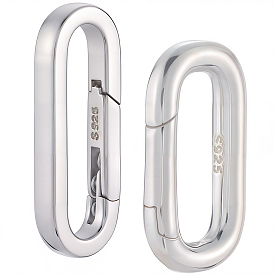 2 шт. 2 стили 925 кольца с пружинным затвором из стерлингового серебра, овальные