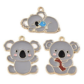 Alloy Enamel Pendants, Koala Charms, Golden
