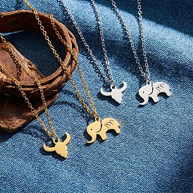 304 Collares con colgantes de animales de acero inoxidable unisex